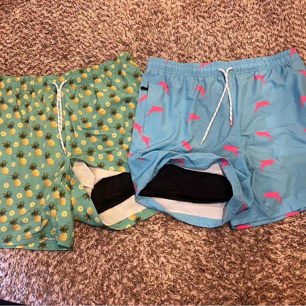 Pineapple and Dolphin Print Swim Trunks